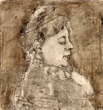 Porträt von Agnita Feis im Profil von Theo van Doesburg
